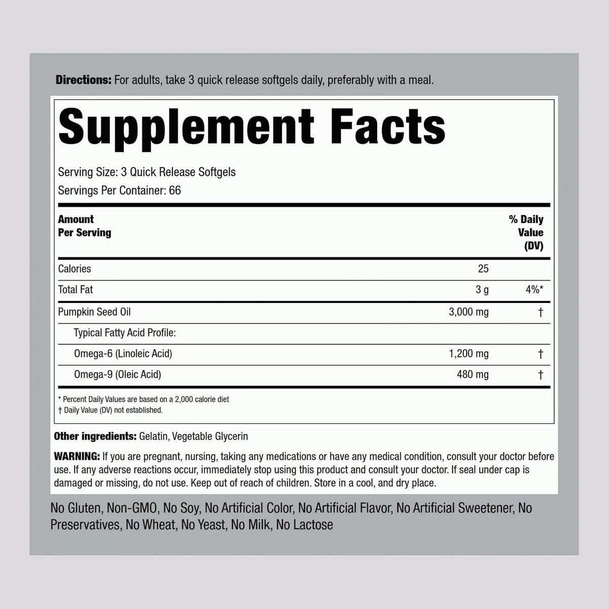 Piping Rock Pumpkin Seed Oil Softgel Capsules | 200 Count | Cold Pressed Herbal Supplement | Extra Virgin with Omega 6 and 9 | Non-GMO, Gluten Free