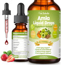 Organic Amla Liquid Drops, Indian Gooseberry Amla Superfruit Extract 1000mg | Advanced 5-in-1 Amla Herbal w. Ashwagandh Turmeric Tulsi for Antioxidant Energy & Digestive Hair Ayurvedic Daily Wellness