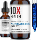 10X Health Methylene Blue Drops - 30ml Drops | Focus Support Supplement: With Black Pepper Extract, Energy Support, Vegan, Non-GMO, 30ml