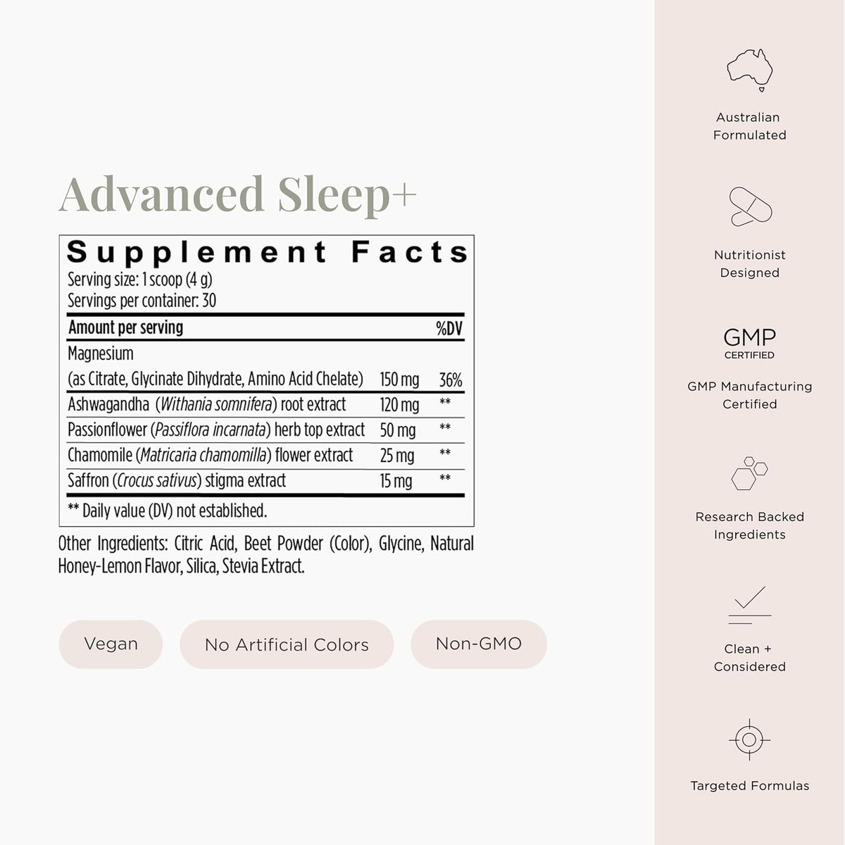JSHealth Advanced Sleep Plus Powder - Sleep Aid with Precision-Dosed Passionflower, Ashwagandha & Magnesium Glycinate Dihydrate - Sleep Supplement for Adults - Delicious Honey-Lemon Flavor, 30 Serv