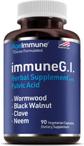 ImmuneG.I. Wormwood Black Walnut Hull Clove Neem Fulvic Acid | Intestinal Cleanse Formula | Doctor Formulated to Support Gut Health & Detox - No Stearates, No Dioxides – 90 Capsules