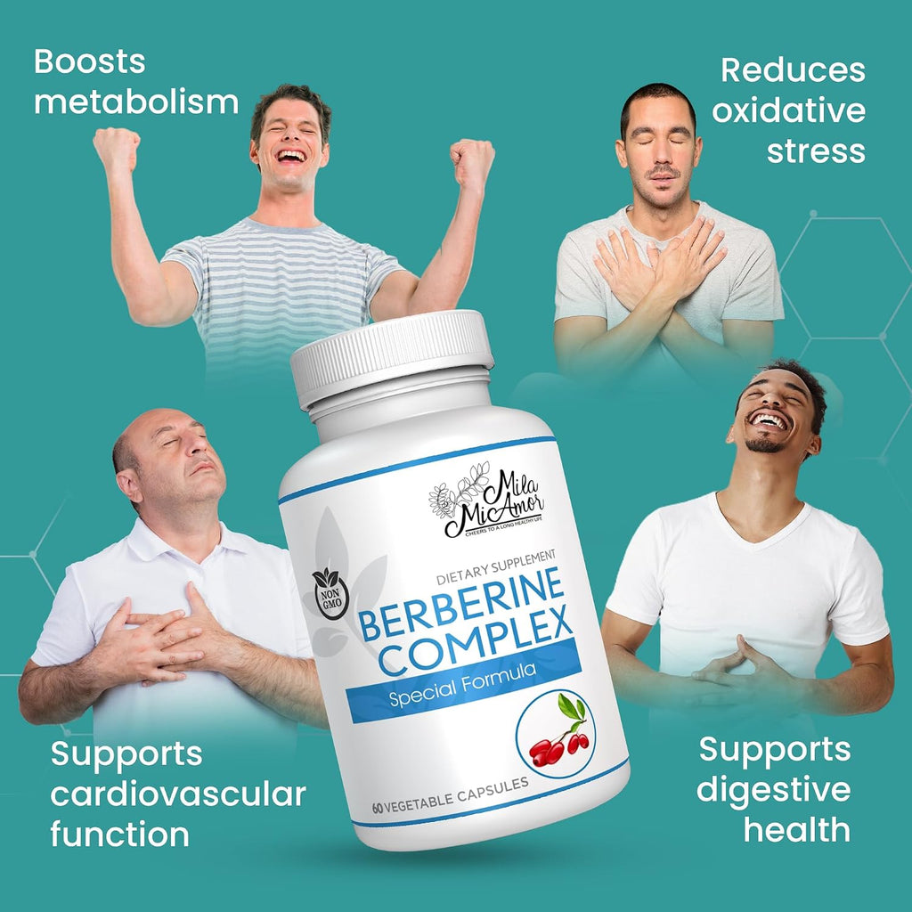 Berberine Complex HCL 500mg - Special Berberine Supplement with Melon Fruit & Banaba Leaf - Non-GMO, Made in USA - Heart, Cognitive & Gastrointestinal Health - 60 Capsules