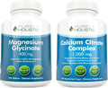 Magnesium Glycinate 400mg + Calcium Citrate 1000mg with Parsley, Dandelion & Watercress - Vegan Bundle - 270 Tablets & 365 Capsules