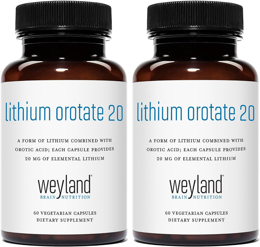 Lithium Orotate - 20mg of Elemental Lithium, 60 Vegetarian Capsules (120 Count (Pack of 2))