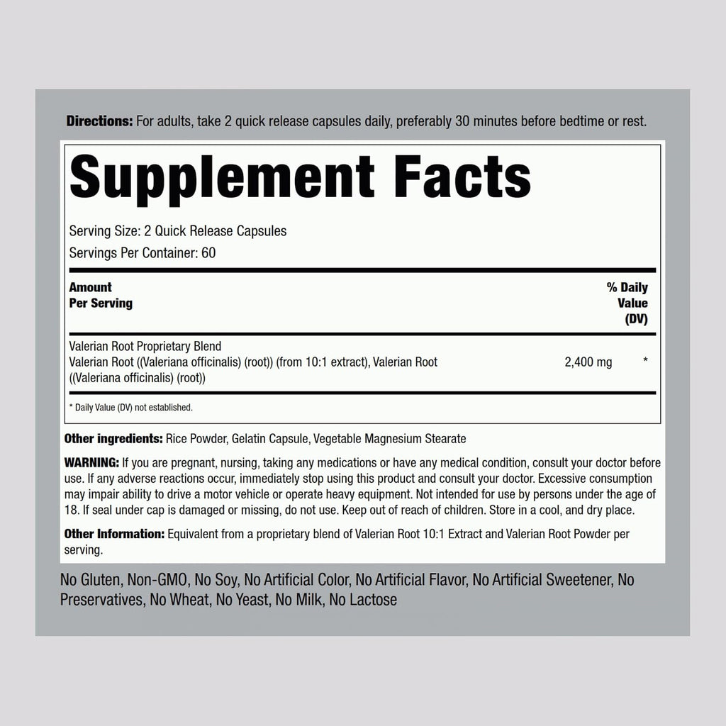 Piping Rock Valerian Root Capsules | 120 Count | Herbal Extract Complex | Non-GMO & Gluten Free Supplement