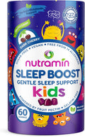 Nutracelle NUTRAMIN Kids Sleep Gummy - Sugar-Free & Vegan - 100% Natural Sleeping Aid with Melatonin Sleep Gummies for Kids - Hypoallergenic, Halal, Kosher, Non GMO, Dark Cherry - 60 Count