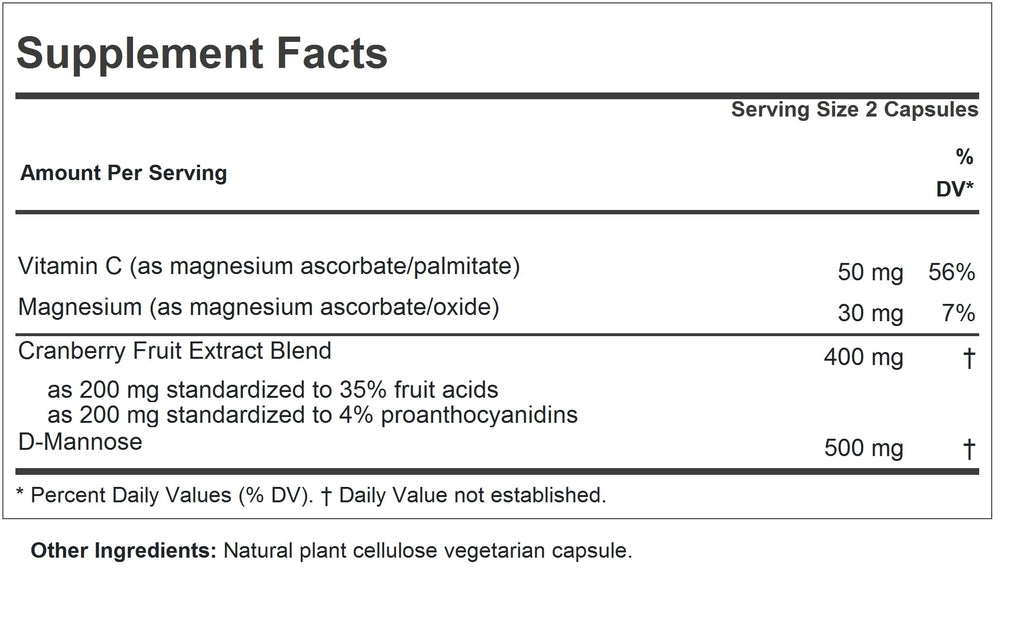 Andrew Lessman ProCaps Cranberry with D-Mannose 60 Capsules | Standardized cranberry, D-Mannose, Vitamin C & Magnesium. Urinary tract support without cranberry juice sugar or calories.