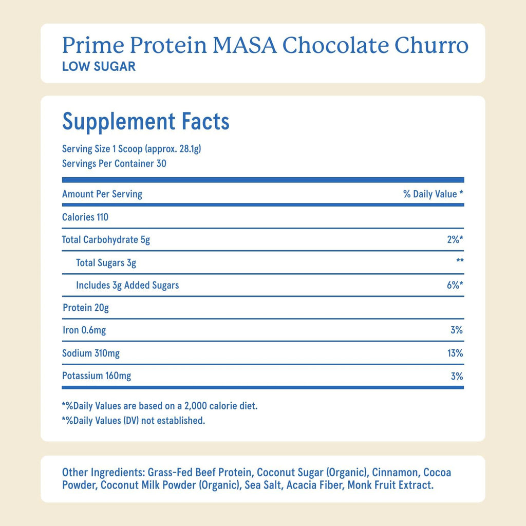 Equip Prime Chocolate Churro Protein Powder - Gut-Friendly, No Sugar Protein Shake Powder with Grass-Fed Beef & Natural Collagen - Rich & Creamy Mix - 21g Per Serving - Whey & Dairy-Free (30 Scoops)