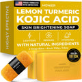 MONIER Brightening Lemon Turmeric Kojic Acid Soap Bars - with Collagen | with Collagen, Turmeric, Coconut Oil, Moisturizing & Nourishing, Original Japanese Complex (2 Soap Bars + Storage Net)