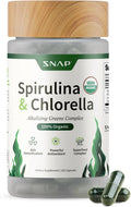 Snap Supplements USDA Organic Spirulina and Chlorella, 120 Vegan Capsules | Certified Organic Protein Rich Blue Green Algae Superfood Supplement for Energy and Immune Support, Non-GMO 30 Day-Supply