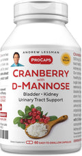 Andrew Lessman ProCaps Cranberry with D-Mannose 60 Capsules | Standardized cranberry, D-Mannose, Vitamin C & Magnesium. Urinary tract support without cranberry juice sugar or calories.