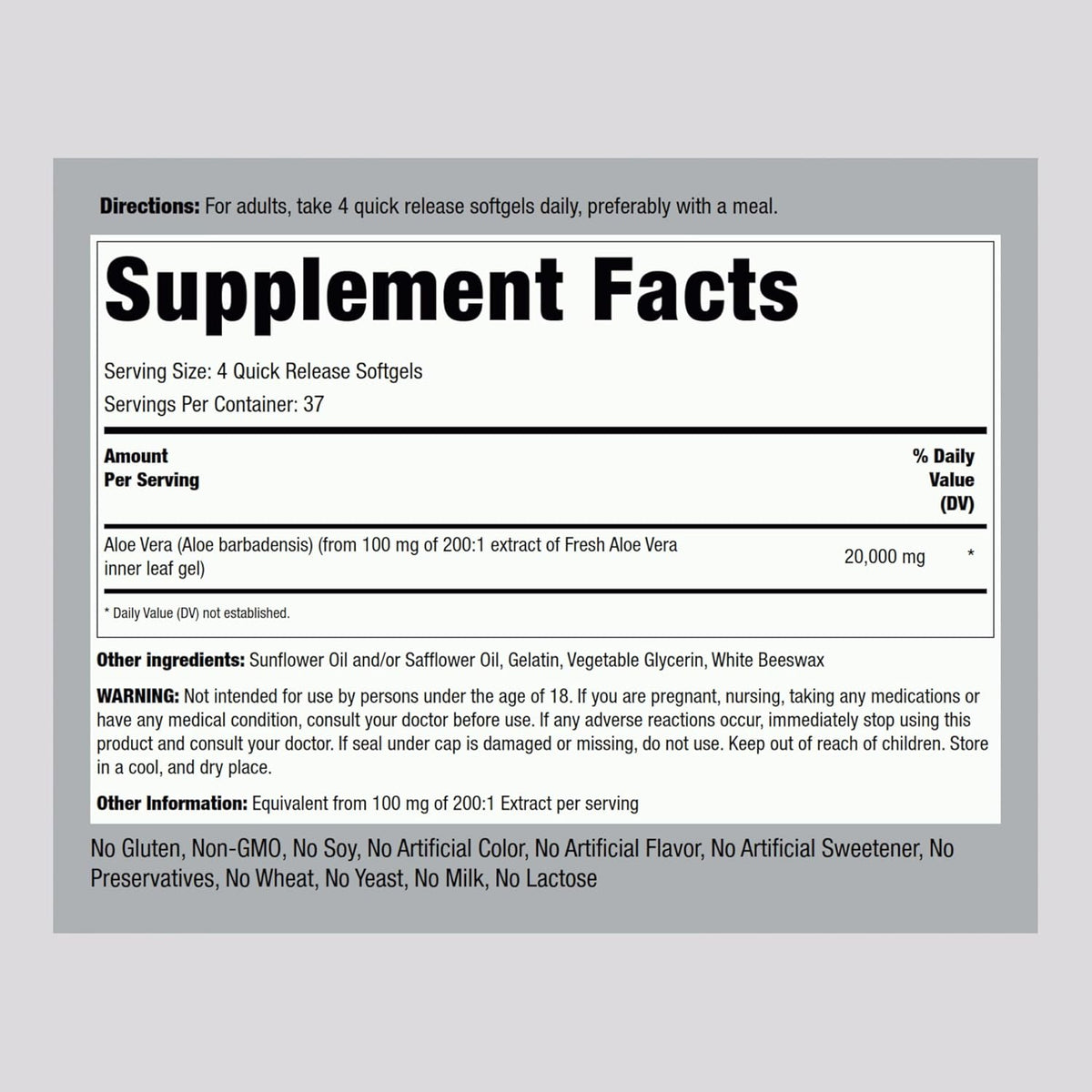 Piping Rock Aloe Vera Supplement | 150 Softgels | Concentrated Herbal Extract | Non-GMO and Gluten Free Formula