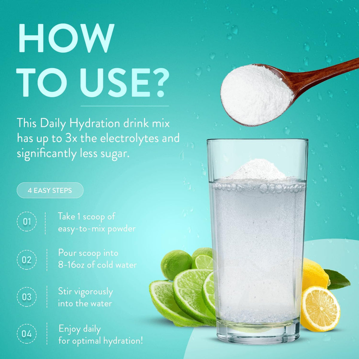 TruBrain Daily Hydration - Enhance Focus and Energy with Electrolyte-Rich Supplement. Stay Hydrated & Alert!