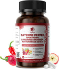 Cayenne Pepper Enteric-Coated Capsules for Circulation, Heart & Digestion* | 18 in 1 Concentrated Complex w/ Nutrient Beet Root, Hawthorn, L-Arginine & D3K2 - for Women and Men - Natural | GMP, 120 Ct