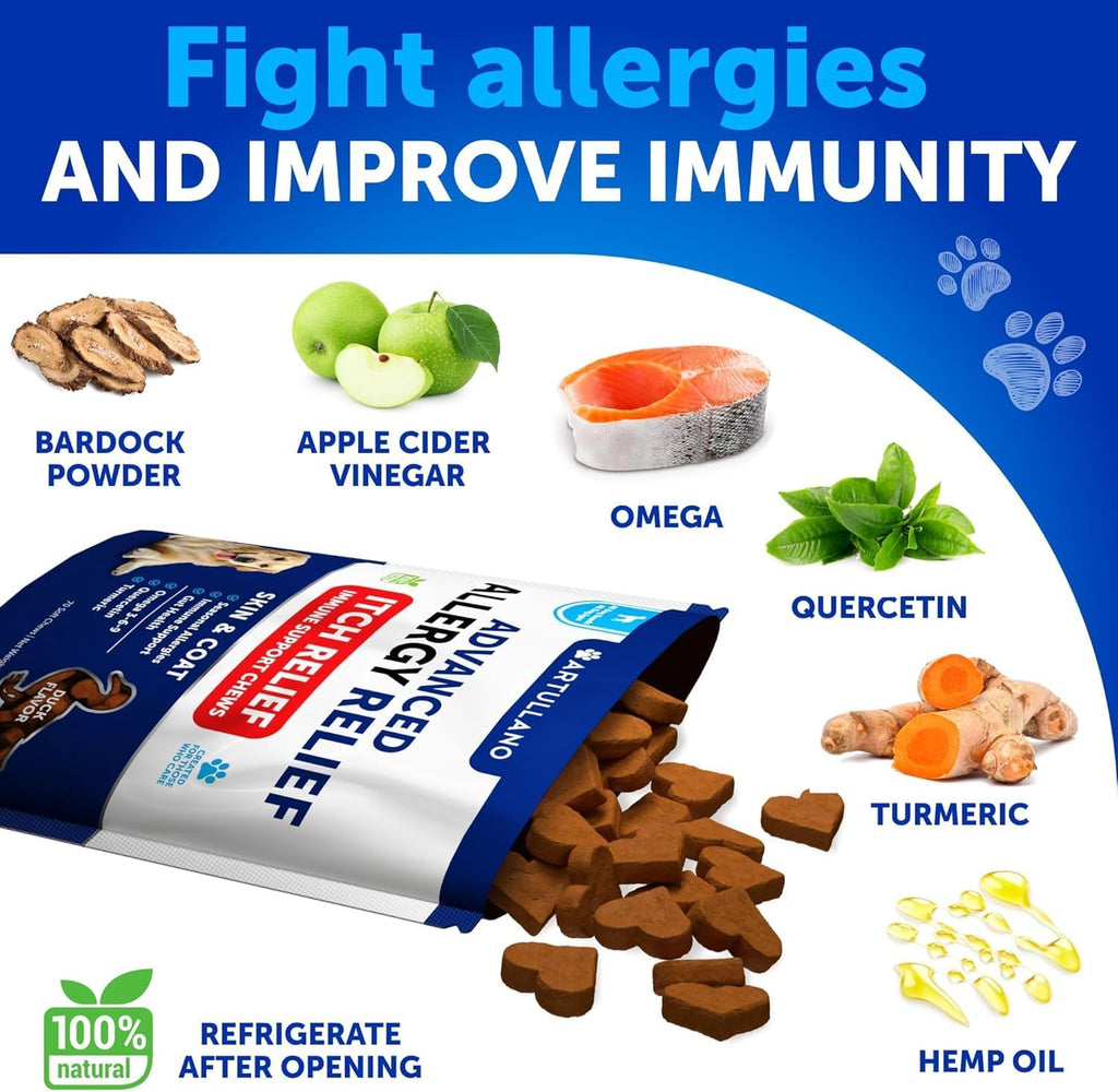 20 in 1 Dog Multivitamin + Allergy Relief Chews Bundle - Vitamins for Hip & Joint Support, Immunity, Mobility - Omega 3 for Skin & Coat, Anti-Itch, Hot Spots Treatment, Seasonal Allergy