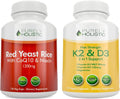 Purely Holistic Red Yeast Rice 1200mg with CoQ10 & Niacin + Vitamin D3 5000 IU (125mcg) & K2 MK7 90mcg Bundle - 270 Vegetarian Capsules - Made in USA