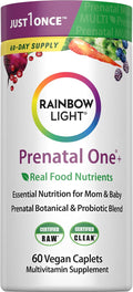 Rainbow Light Prenatal Multivitamin One + for Women | 60 Caplets | Essential Nutrition for Mom & Baby | Real Food Nutrients | Prenatal Botanical & Probiotic Blend | Essential Nutrition for Mom & Baby | Real Food Nutrients | Prenatal Botanical & Probiotic