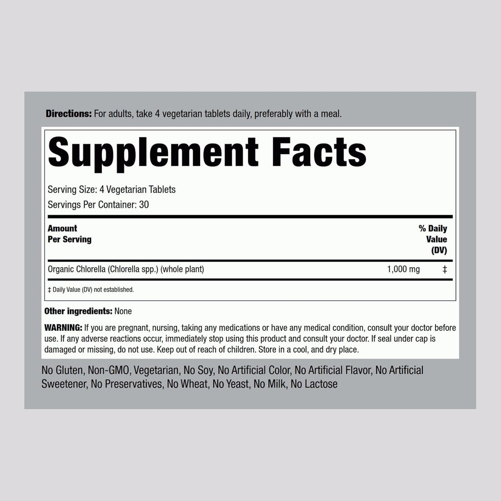 Piping Rock Chlorella | 1000mg | 120 Tablets | Organic Blue-Green Algae | Non-GMO, Gluten Free Supplement