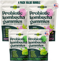 BoochBod - Probiotic Kombucha Gummy - Prebiotics, Probiotics, Postbiotics, Fiber Supplement, Slippery Elm, Dandelion Root, for Bloating, Gut Health - for Women and Men - 4X Bundle & Save