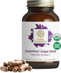 Pure Synergy SuperPure Grape Seed Extract | Organic Grape Seed Polyphenols Supplement with Whole Fruit | for Heart Health, Skin, and Healthy Aging Support (60 Capsules)
