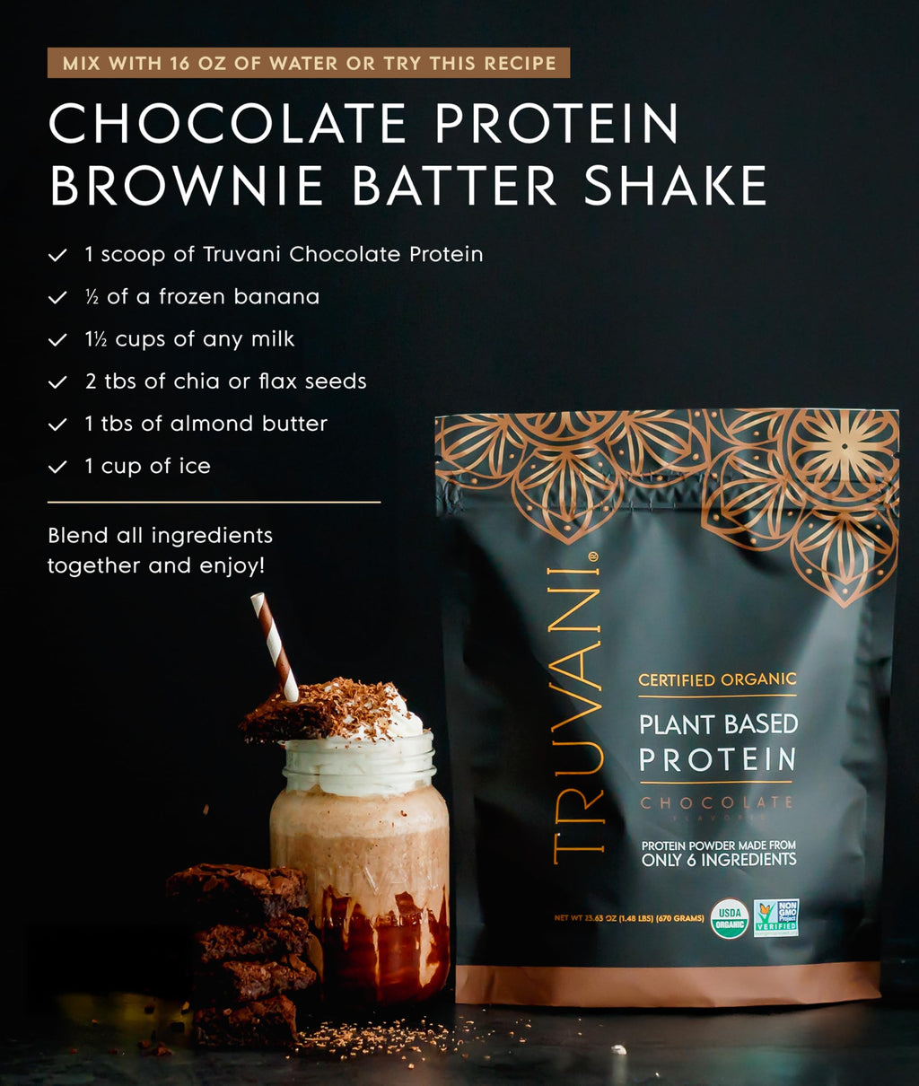Truvani Organic Plant Based Protein Powder | Vanilla | 18 Servings | Vegan | 20g Pea Protein | Keto | Gluten & Dairy Free | Low Carb | No Added Sugar