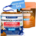 Pumpkin Powder for Dogs + Probiotic Chews Bundle - Fiber Supplement for Digestion, Gut Balance & Firm Stool - Gut Health, Immunity, Yeast Balance, Reduces Diarrhea & Gas, Enzymes & Prebiotics