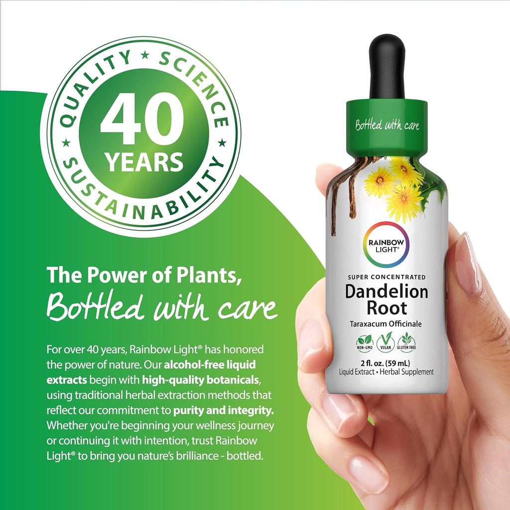 Rainbow Light Dandelion Root Extract Supplement | 2 Fl Oz | Super Concentrated | Alcohol Free | Non-GMO and Gluten Free