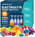 Venture Pal High Sodium Electrolyte Powder Packets | Sugar Free Hydration Drink Mix | Sodium, Magnesium, Potassium & Vitamins | Zero Calories | Keto, Vegan & Paleo Friendly | 16 Sticks