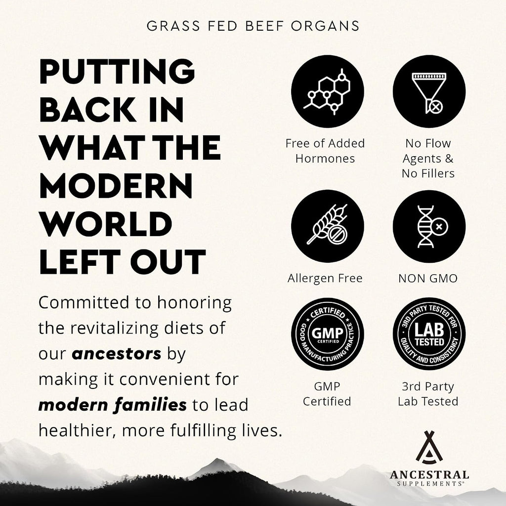 Ancestral Supplements Beef Organs & Colostrum Bundle – Supports Immunity, Energy, Digestion & Recovery – Grass Fed, Pasture Raised Multivitamin with Liver, Heart, Kidney, Pancreas, Spleen & Bioactive
