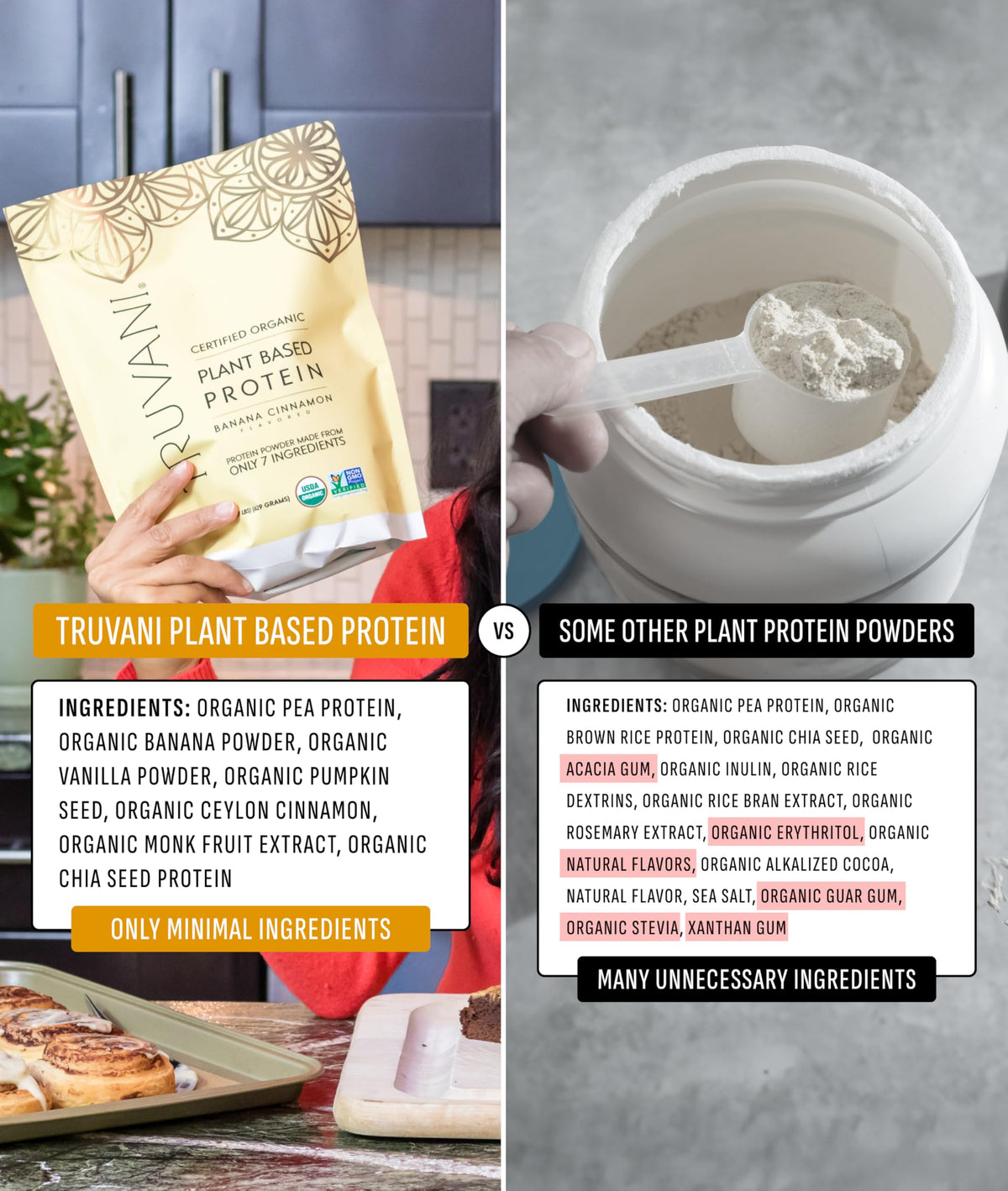 Truvani Organic Plant Based Protein Powder | Vanilla | 18 Servings | Vegan | 20g Pea Protein | Keto | Gluten & Dairy Free | Low Carb | No Added Sugar