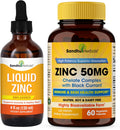 Sandhu Herbals Liquid Zinc Drops 4 Oz & Zinc Capsules 60 Count Supplement | Supports Immune and Skin Health| Made in USA