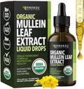 Mullein Drops for Lungs, USDA Organic Mullein Leaf Extract, 2 Fl Oz | Respiratory Health and Lung Support Supplement, 2 Fl Oz, Vegan, Non-GMO, and Alcohol Free, Herbal Tincture, 60 Servings