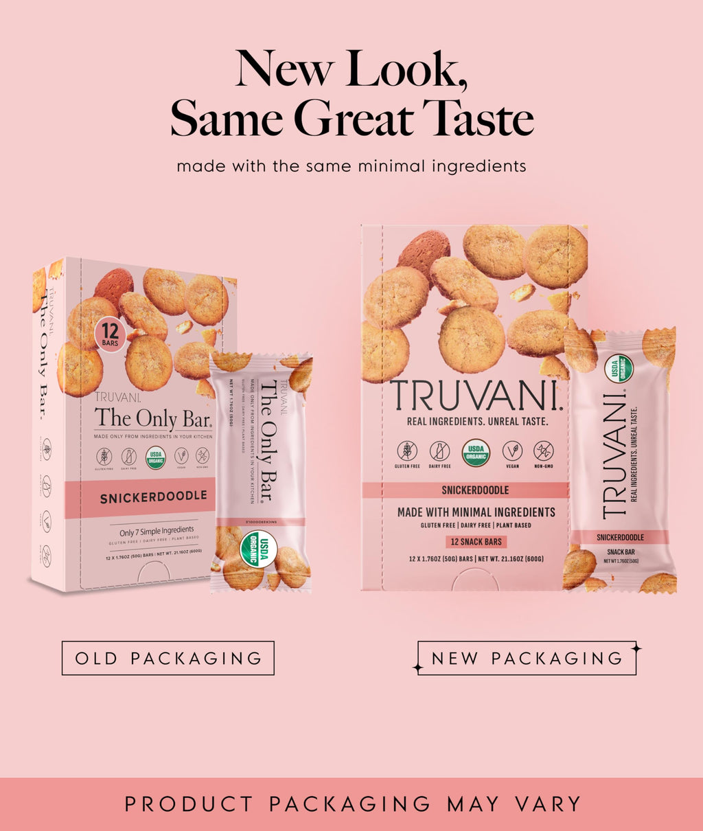 Truvani Plant Based Snack Bars | Variety | 12 Pack | Vegan | 5-8g Protein | USDA Organic and Vegan | Dairy, Soy, and Gluten Free | Individually Wrapped