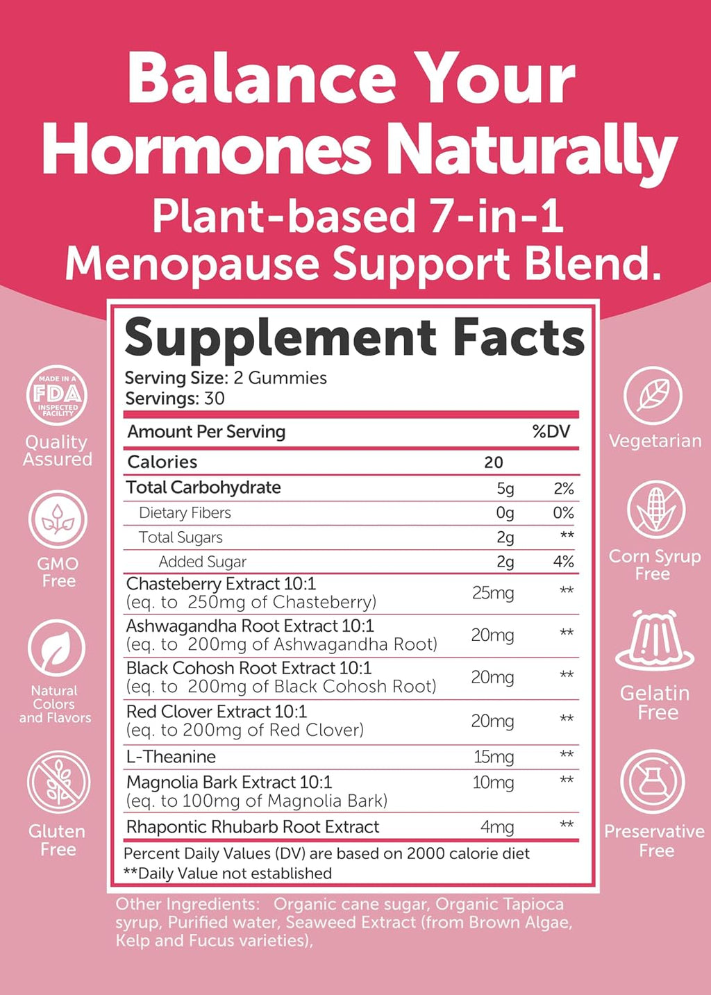 Lunakai USA Made Menopause Relief Gummies – Natural Menopause Supplements for Women with Black Cohosh & L-Theanine – Daily Support for Hot Flashes, Night Sweats & Hormonal Balance, 60ct