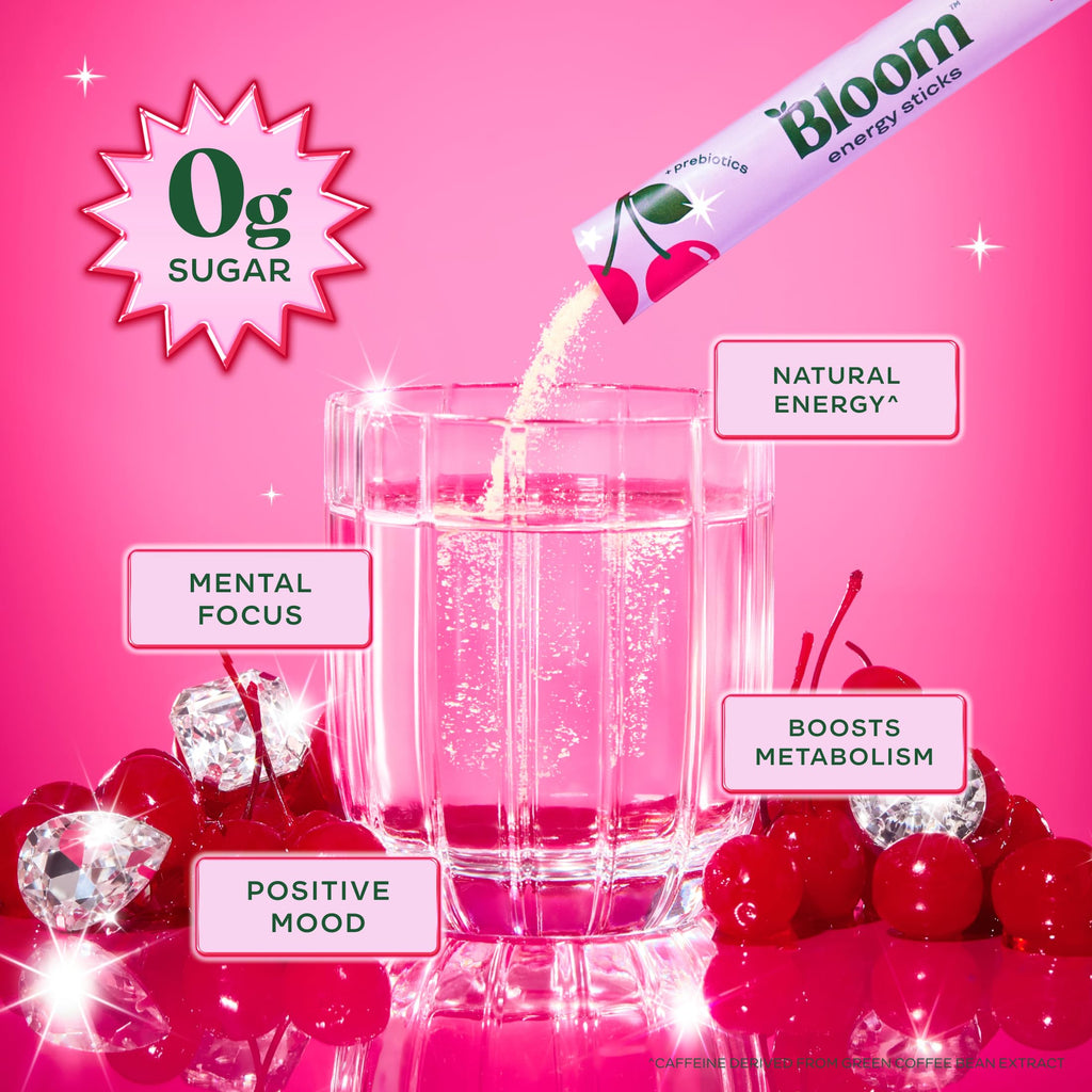 Bloom Nutrition Energy Drink Powder Packets, Strawberry Watermelon, 10 Ct | Sugar Free Drink Mix with L-Theanine, B Vitamins & Natural Caffeine, On the Go Powder Sticks for Natural Energy, 10 Calories