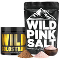 Wild Foods Pink Himalayan Salt (16oz) and Colostrum Powder (5.22oz) Bundle for Gut Health and Wellness
