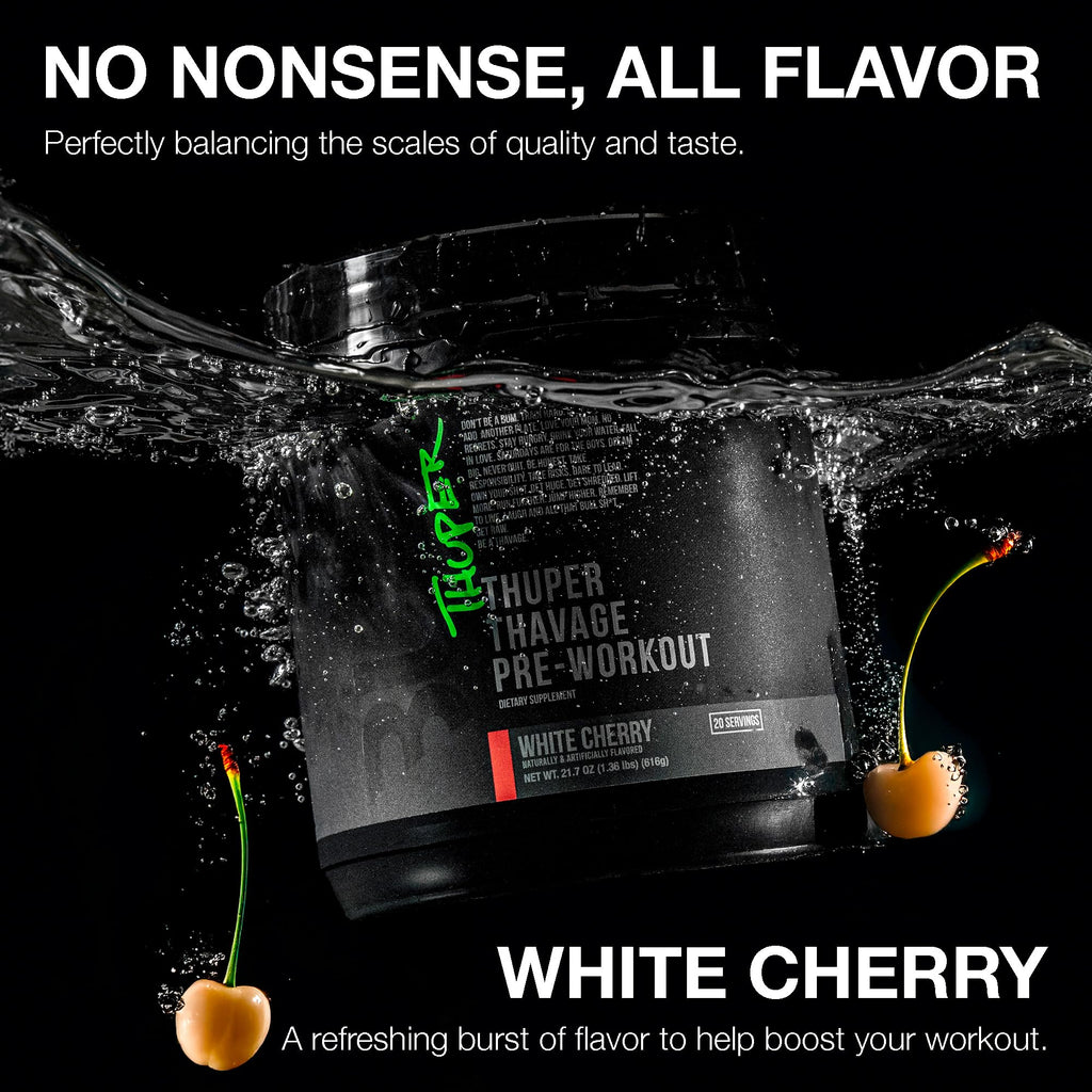 RAW Thuper Thavage Pre Workout Powder - High-Stim Preworkout with Creatine, Beta Alanine, L-Citrulline & Caffeine - Chris Bumstead Gym & Fitness Supplement for Men & Women - Watermelon Grape