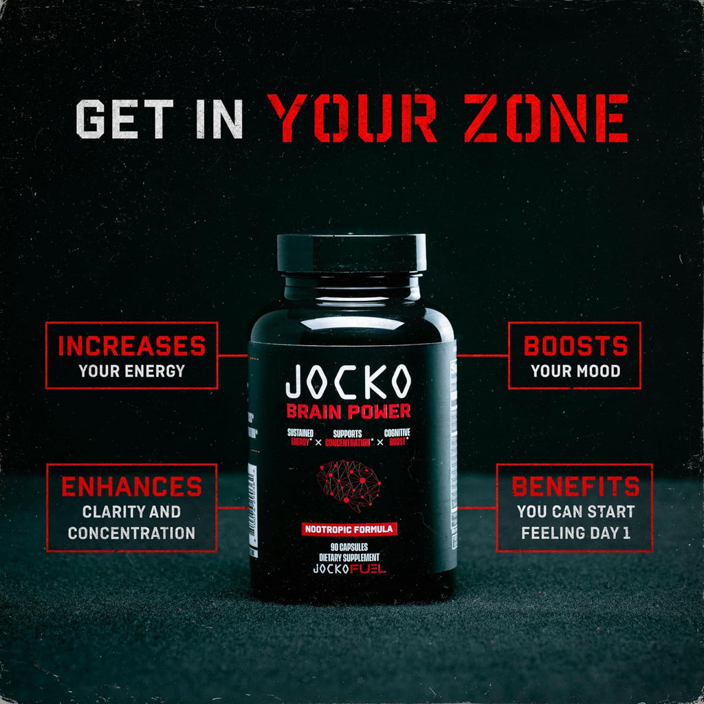 Jocko Fuel Brain Power - Nootropic Dietary Supplements for Memory & Focus wiht L Theanine, L Carnitine- Energy & Focus Supplement (90 Capsules)