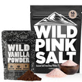 Wild Foods Pink Himalayan Salt (16oz) and Vanilla Bean Powder (1oz) Bundle for Cooking and Baking
