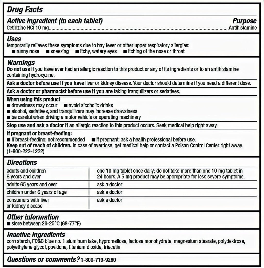 berkley jensen 24 Hour Allergy Relief, 10 mg Cetirizine Hydrochloride Antihistamine - Fast Allergy Medicine for Indoor & Outdoor Allergies, Made in USA, 200 Tablets (Pack of 1)
