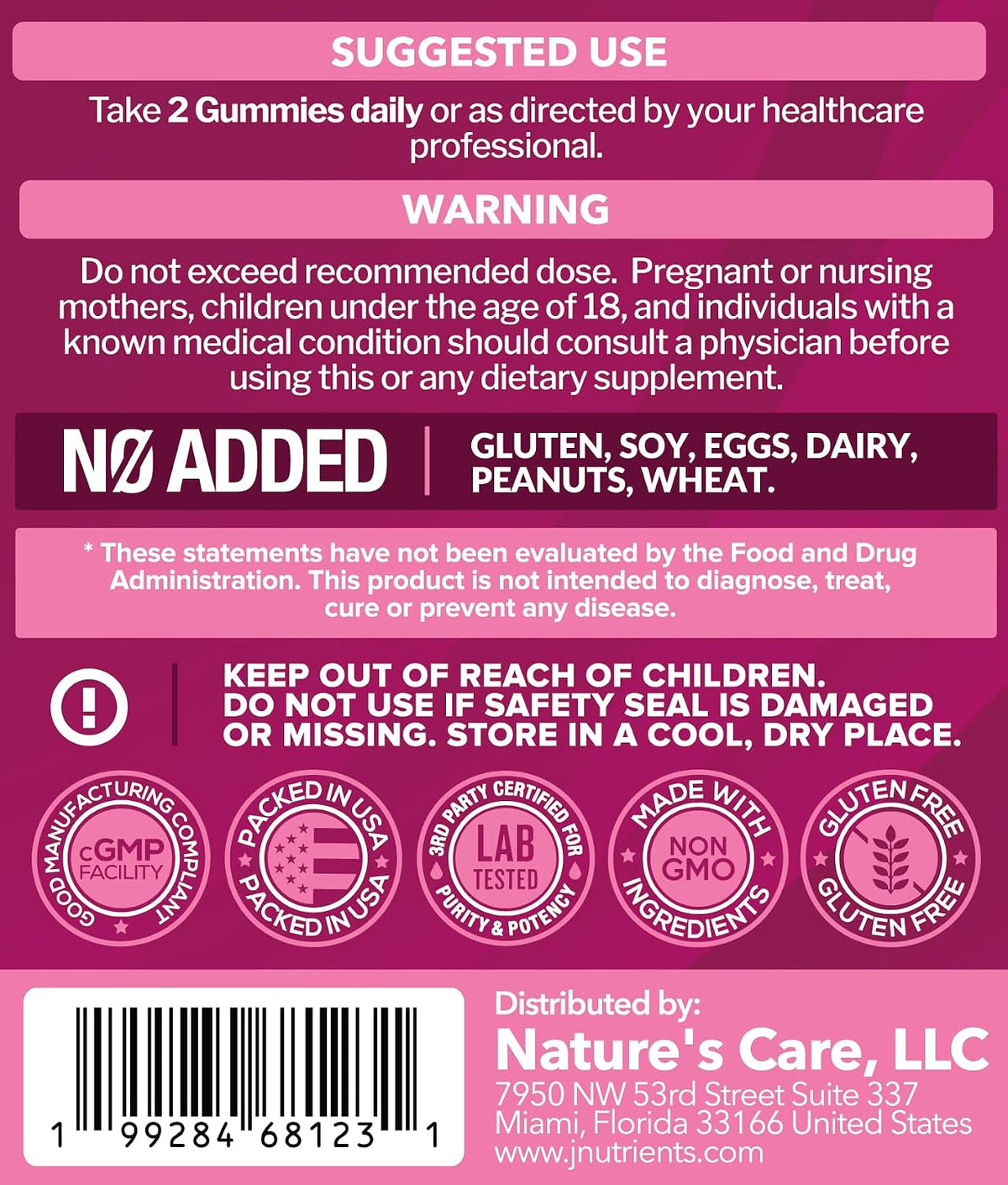 Just Nutrients Women's Probiotic Gummies with Prebiotics | 12 Strains – Digestive, Immune, Vaginal & Urinary Tract Health Support – Natural Mixed Berry Flavor, 60 Gummies