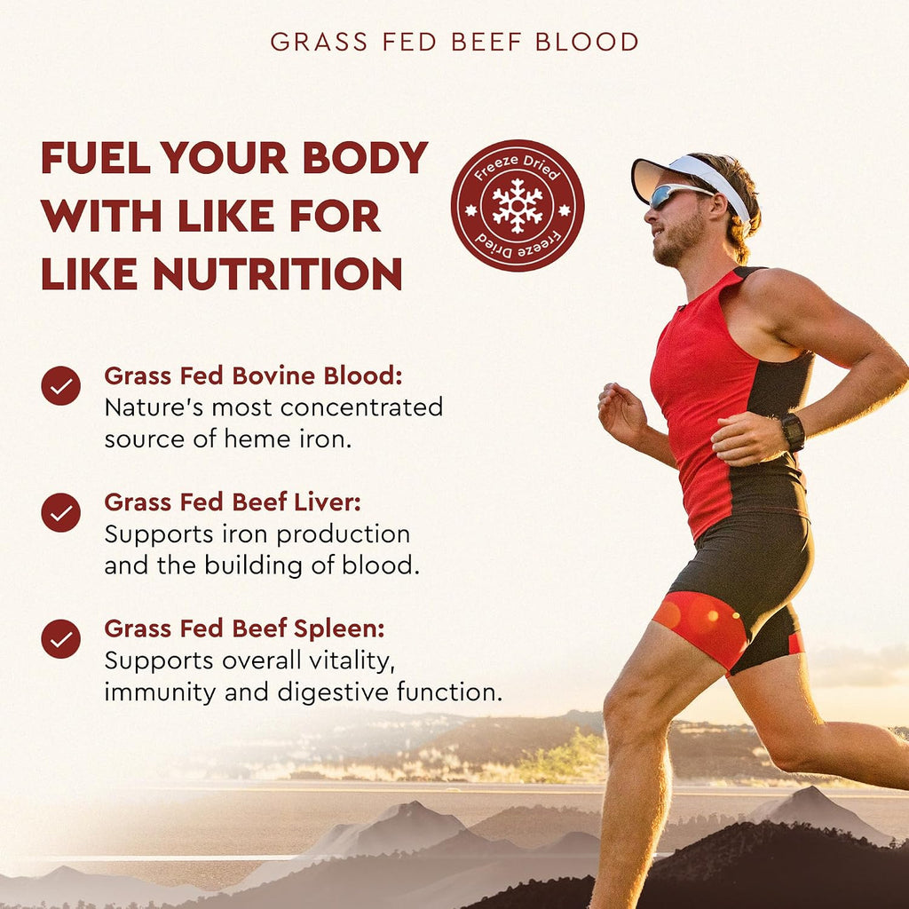 Ancestral Supplements Blood Health Supplement, Organ Formula, 500mg, 180 Ct | Beef blood, spleen and liver supplement supports red and white blood cell formation, immune health and heart health together.