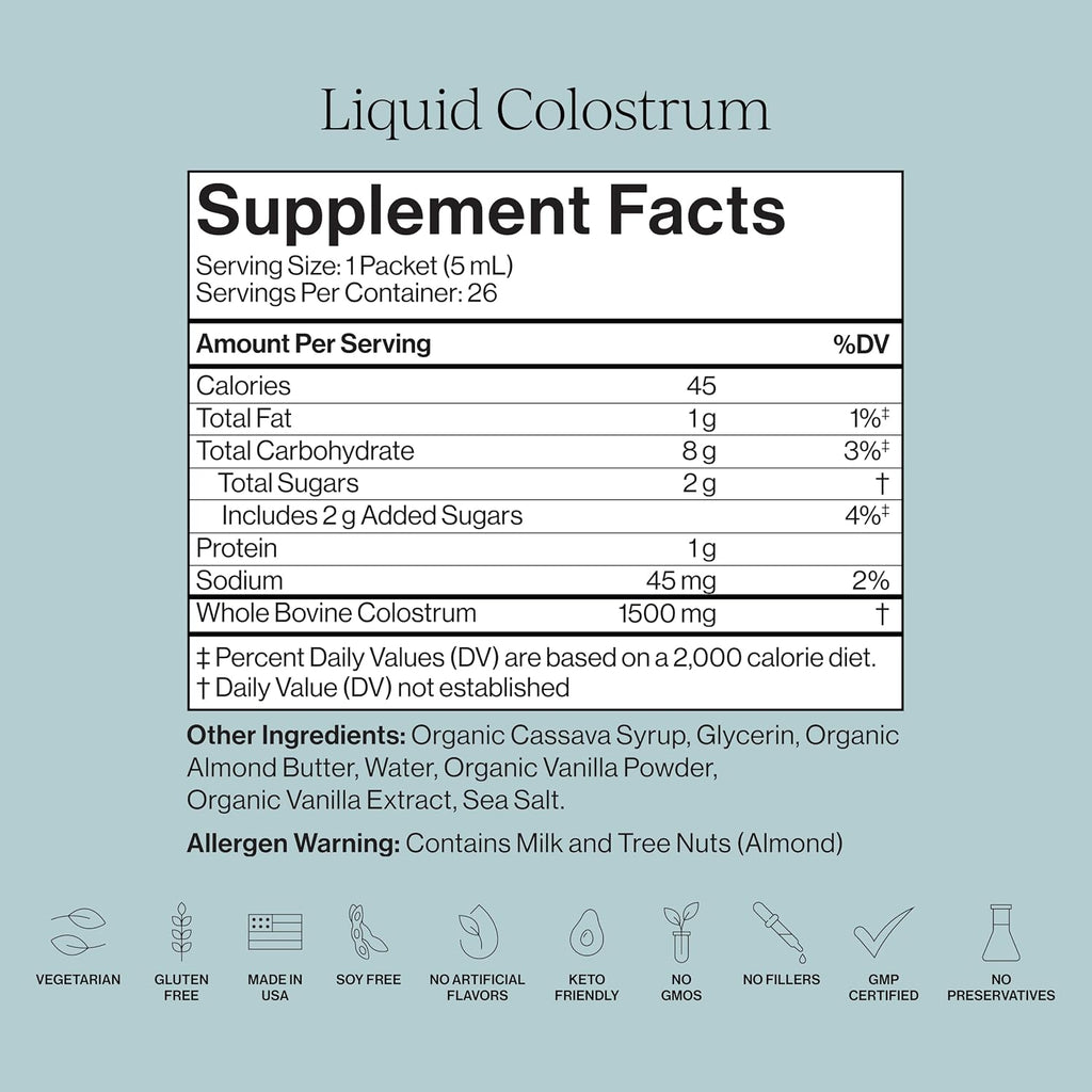 CYMBIOTIKA Liquid Colostrum, Grass-Fed 1.5g for Gut, Immune & Skin