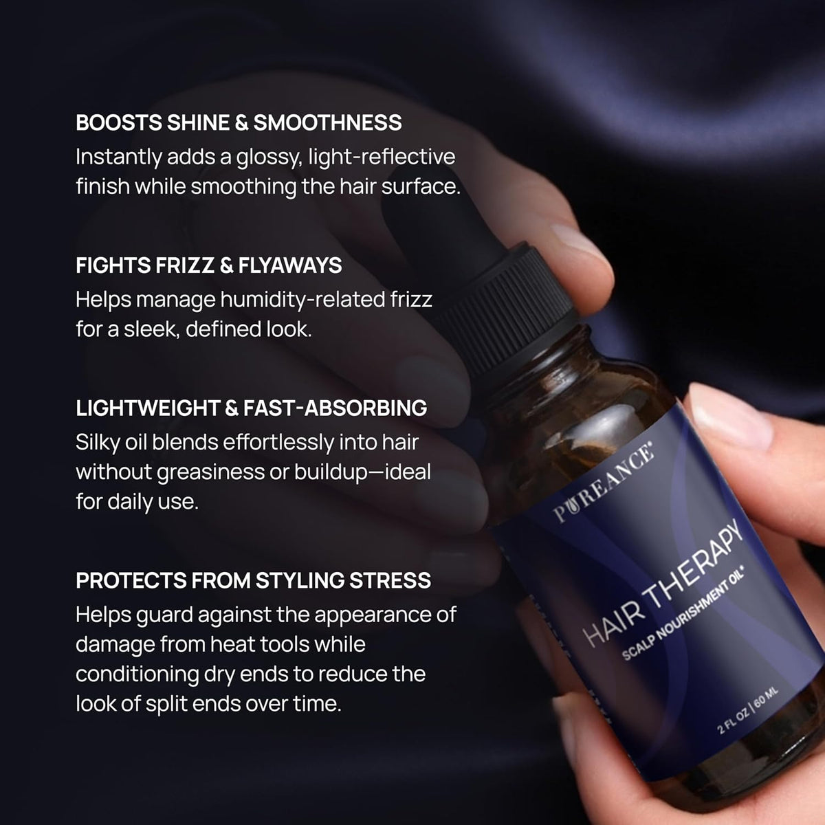 PUREANCE Hair Therapy - Hair Growth Oil for Dry & Frizzy Hair | Scalp Serum for Women & Men - Aloe Vera Gel, Castor, Argan, Black Seed, Rosemary & Peppermint Essential Oils & More - 2 Fl OZ