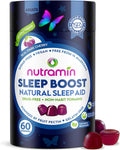 NUTRAMIN Sleep Boost - Dual Sleep Formula Melatonin + Herbal Blend - Sugar-Free, Vegan, Apple Pectin, Dark Cherry 60 ct