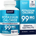 Potassium Chloride Supplement, 1 Year Supply, Heart Health & Fluid Support | With Potassium 99mg Per Serving for Circulatory Health Electrolyte & Fluid Balance Support, Gentle on Digestion, 365 Tablets
