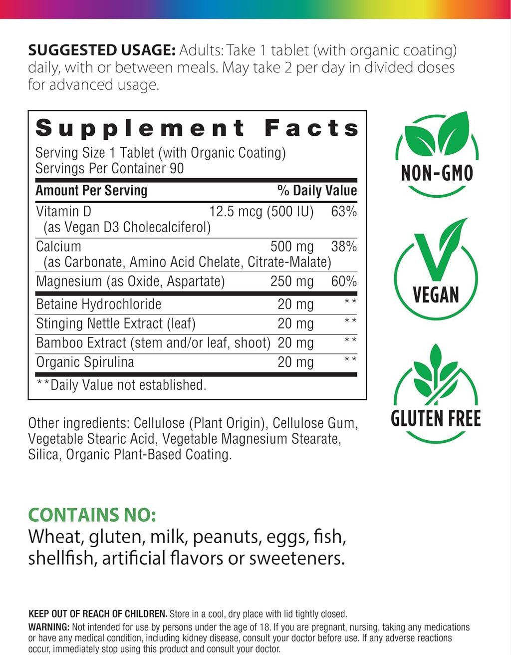 Rainbow Light Calcium Complex with Magnesium & Vitamin D3 + | 90 Tablets | Real Food Nutrients | Supports Bone Density & Muscle Health | Vegan Supplement for Men and Women | Real Food Nutrients | Supports Bone Density & Muscle Health | Vegan Supplement fo