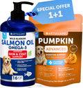 Pumpkin Powder for Dogs + Salmon Oil Bundle - Fiber Supplement for Digestion, Gut Balance & Firm Stool - Omega 3 with EPA & DHA for Skin, Coat, Joint & Allergy Support