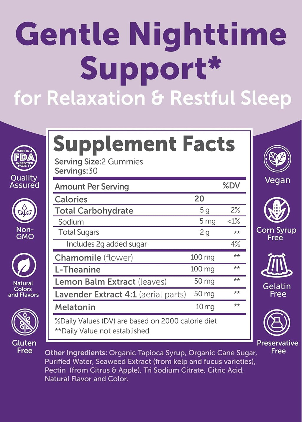 Lunakai Sleep Gummies for Adults with Melatonin 10mg & L-Theanine, 60 ct | USA Made, Non-Habit Forming, 5-in-1 Daily Sleep Aid Formula with Chamomile, Lemon Balm & Lavender, Melatonin Gummies, Non-GMO