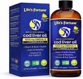 Life's Fortune Cod Liver Oil Liquid Lemon Flavor Organic Supplement with DHA, EPA 1000 mg High Potency Omega-3s + Vitamin A, E & D3 - Supports Immune, Joints, Eyes, 16 Fl Oz (Pack of 1)